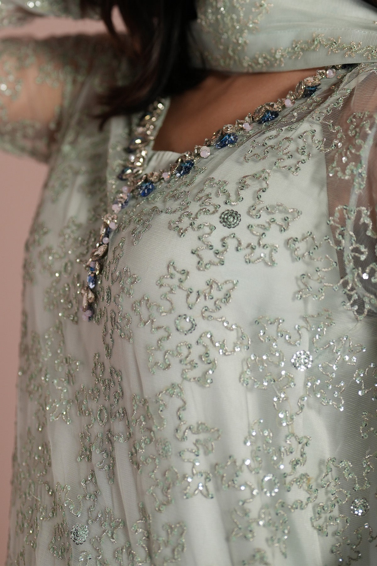 Alizeh - Ice Blue Dress 4 Piece - Rtw1033