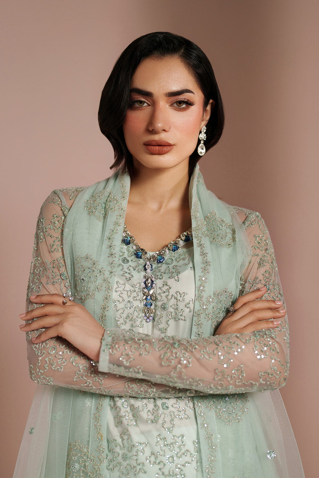 Alizeh - Ice Blue Dress 4 Piece - Rtw1033