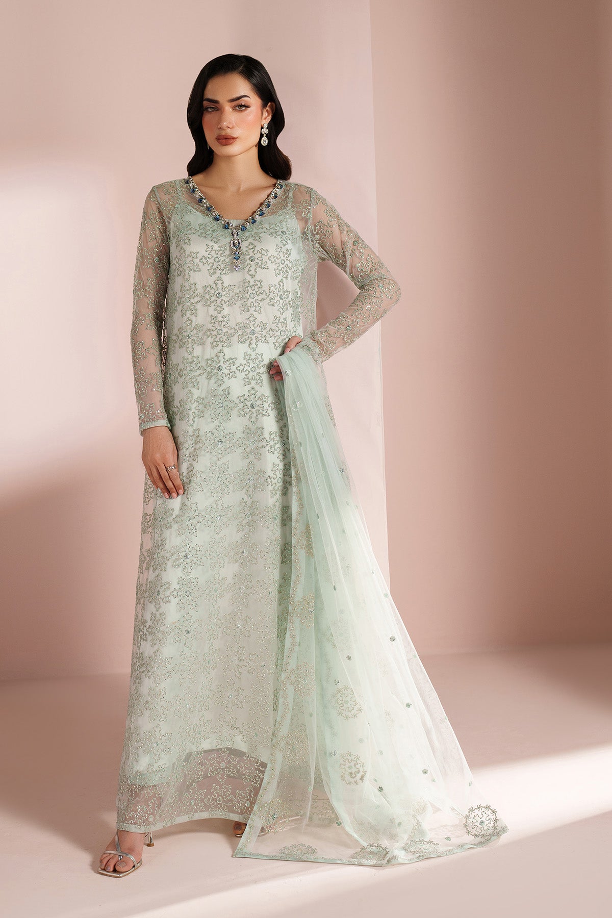 Alizeh - Ice Blue Dress 4 Piece - Rtw1033