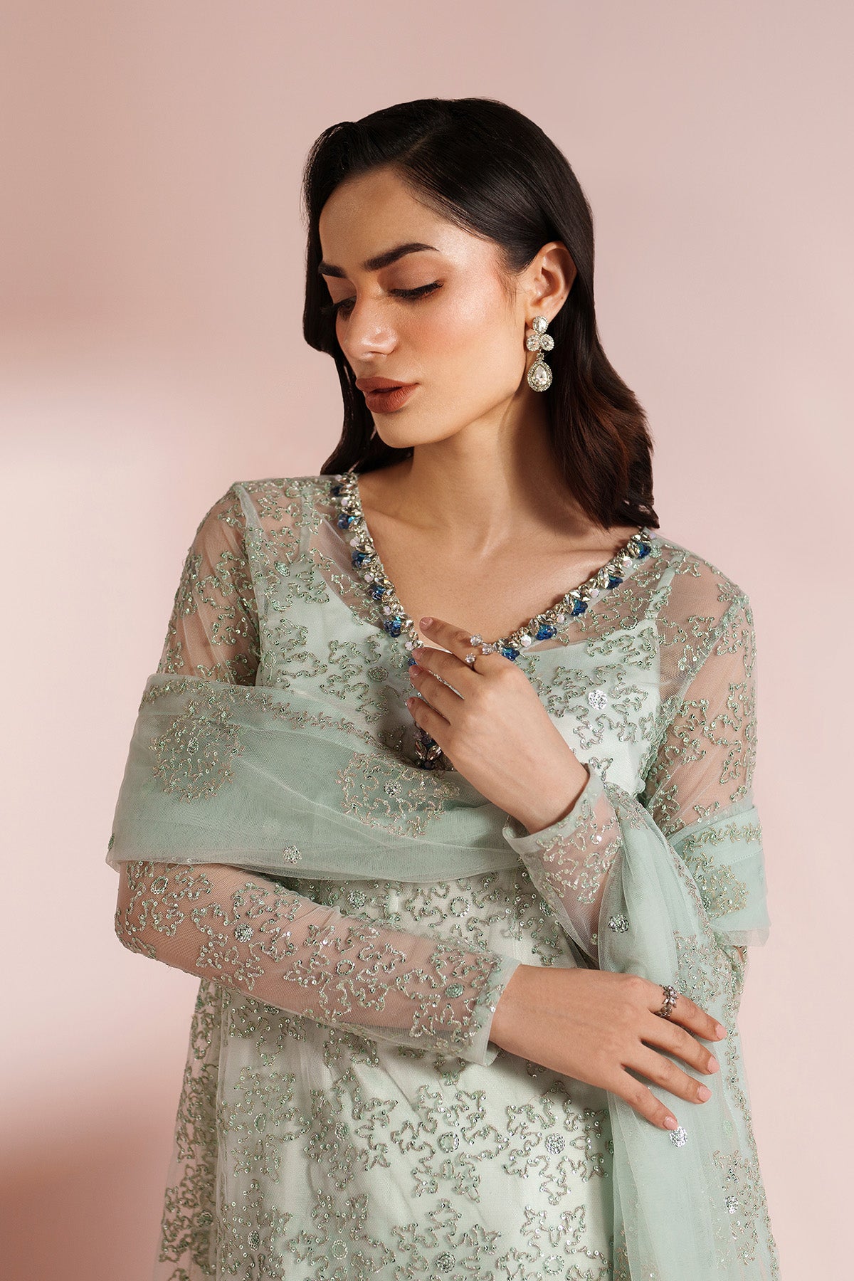 Alizeh - Ice Blue Dress 4 Piece - Rtw1033
