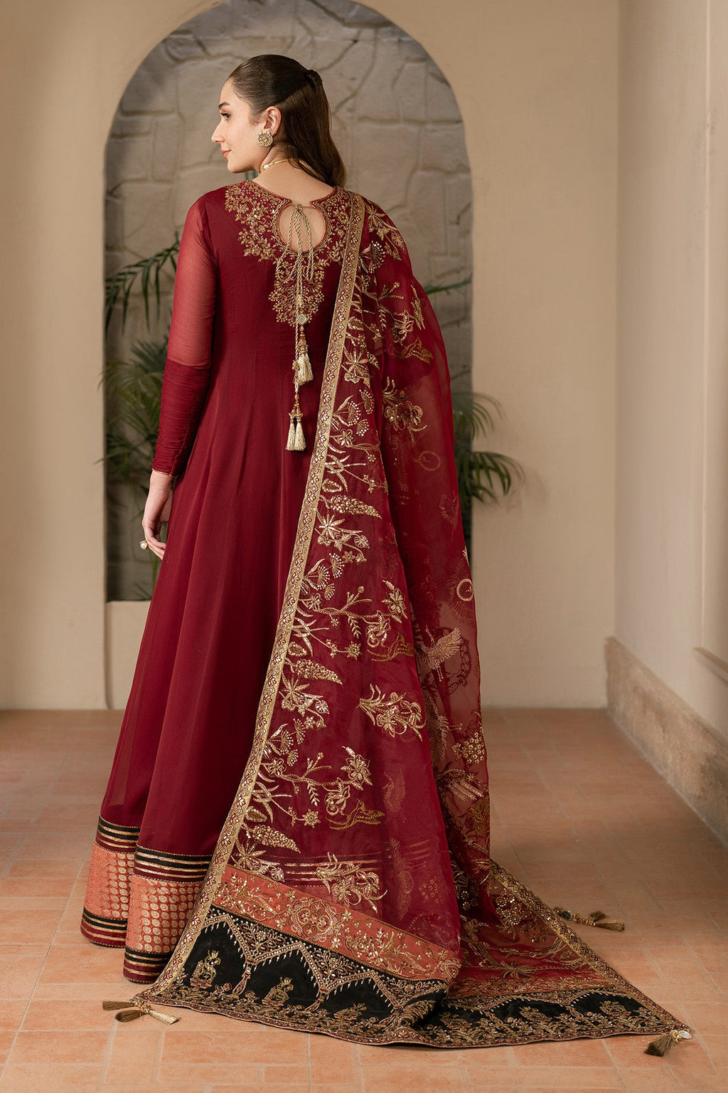 Alizeh - Maroon Dress 3 Piece - Rtw1024