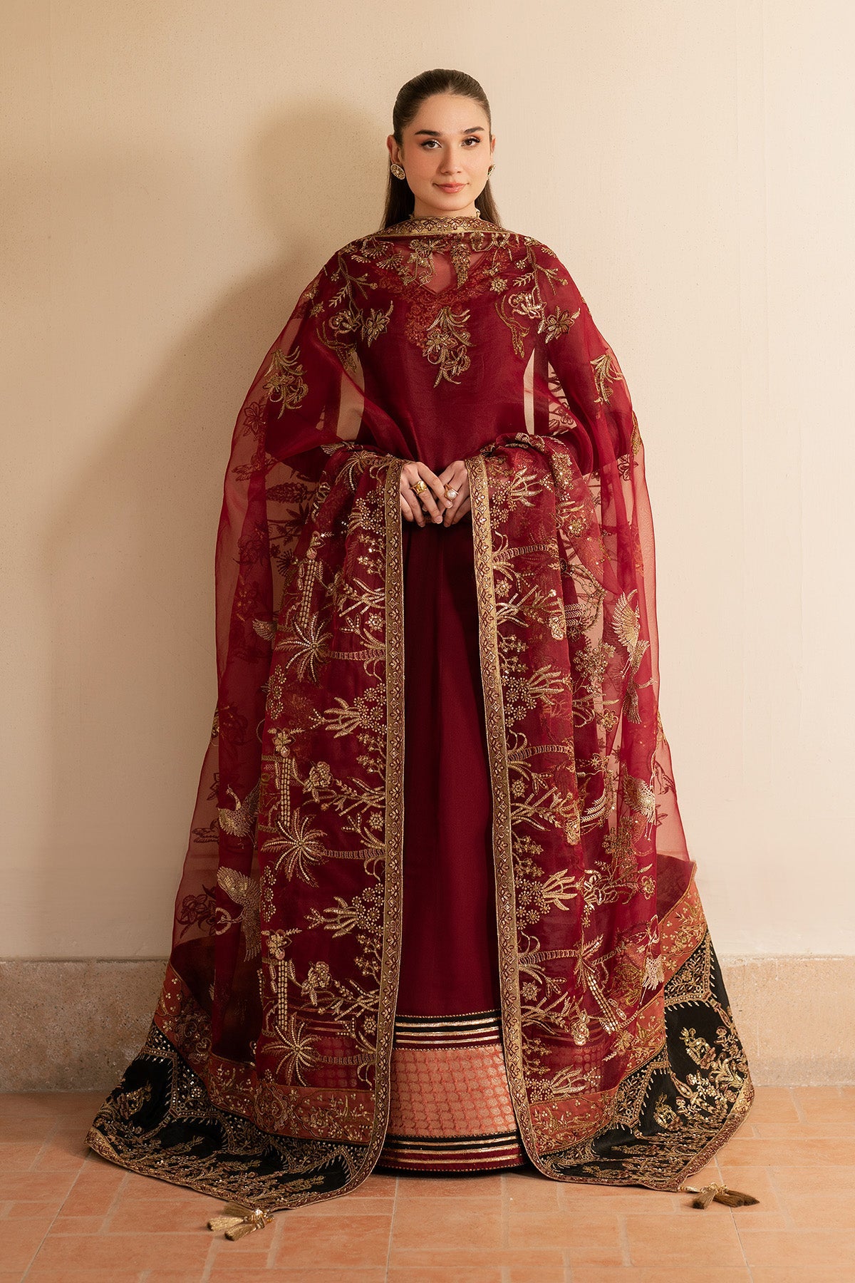 Alizeh - Maroon Dress 3 Piece - Rtw1024