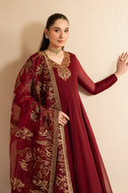 Alizeh - Maroon Dress 3 Piece - Rtw1024