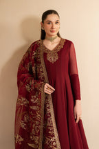 Alizeh - Maroon Dress 3 Piece - Rtw1024