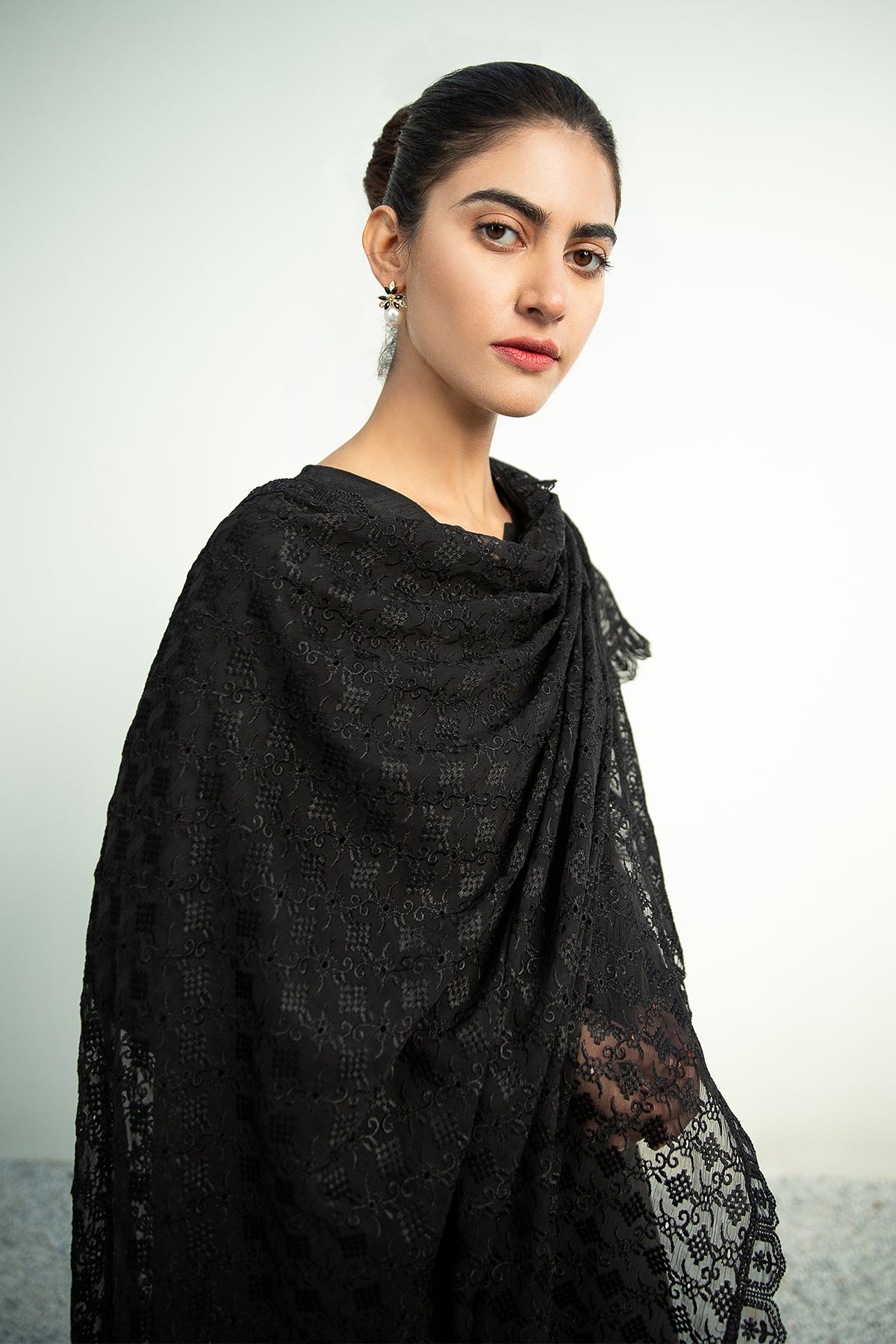 Baroque - Embroidered Chiffon Dupatta-03