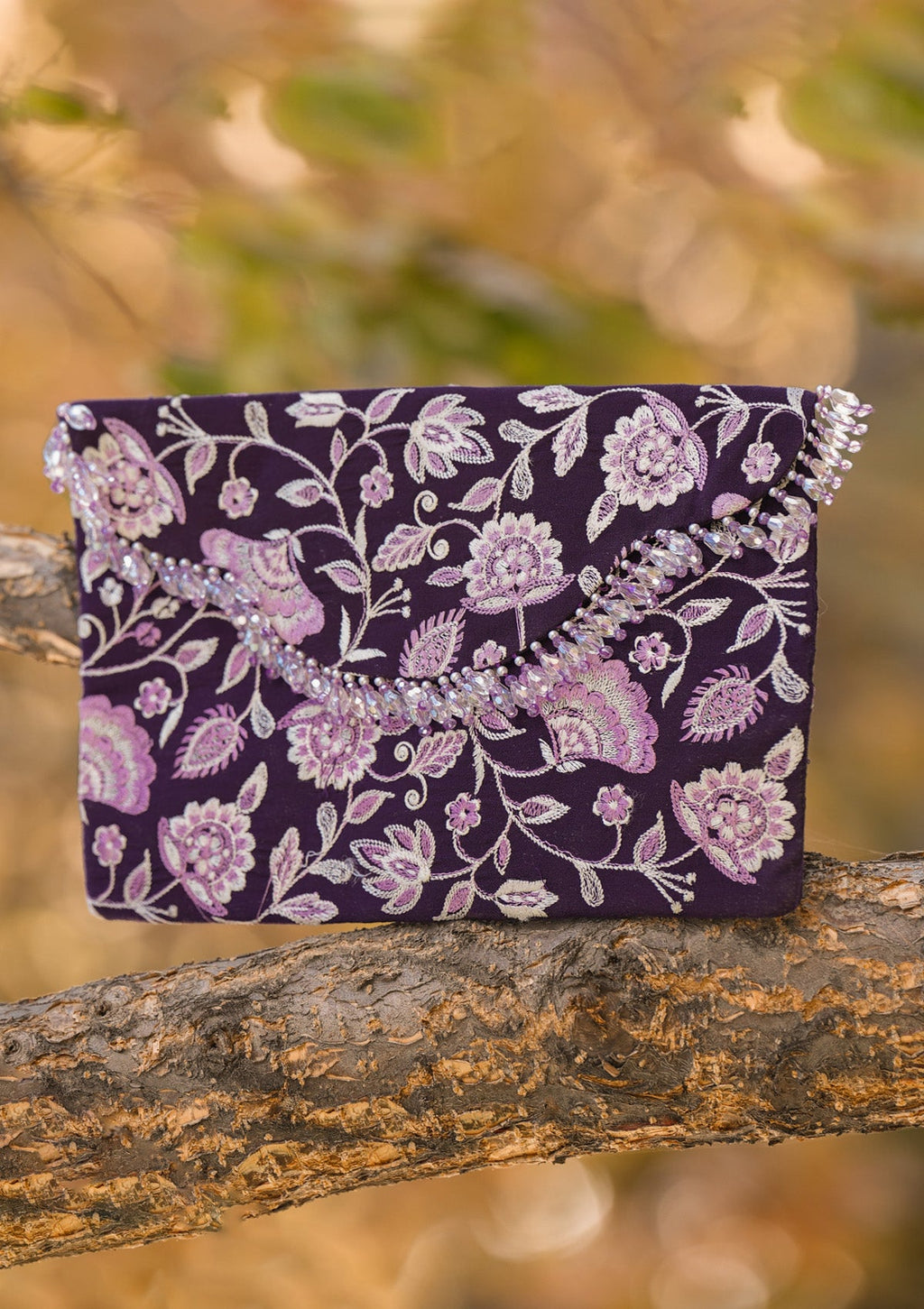 Aik Atelier - Clutch - Purple White Silk Lwa26