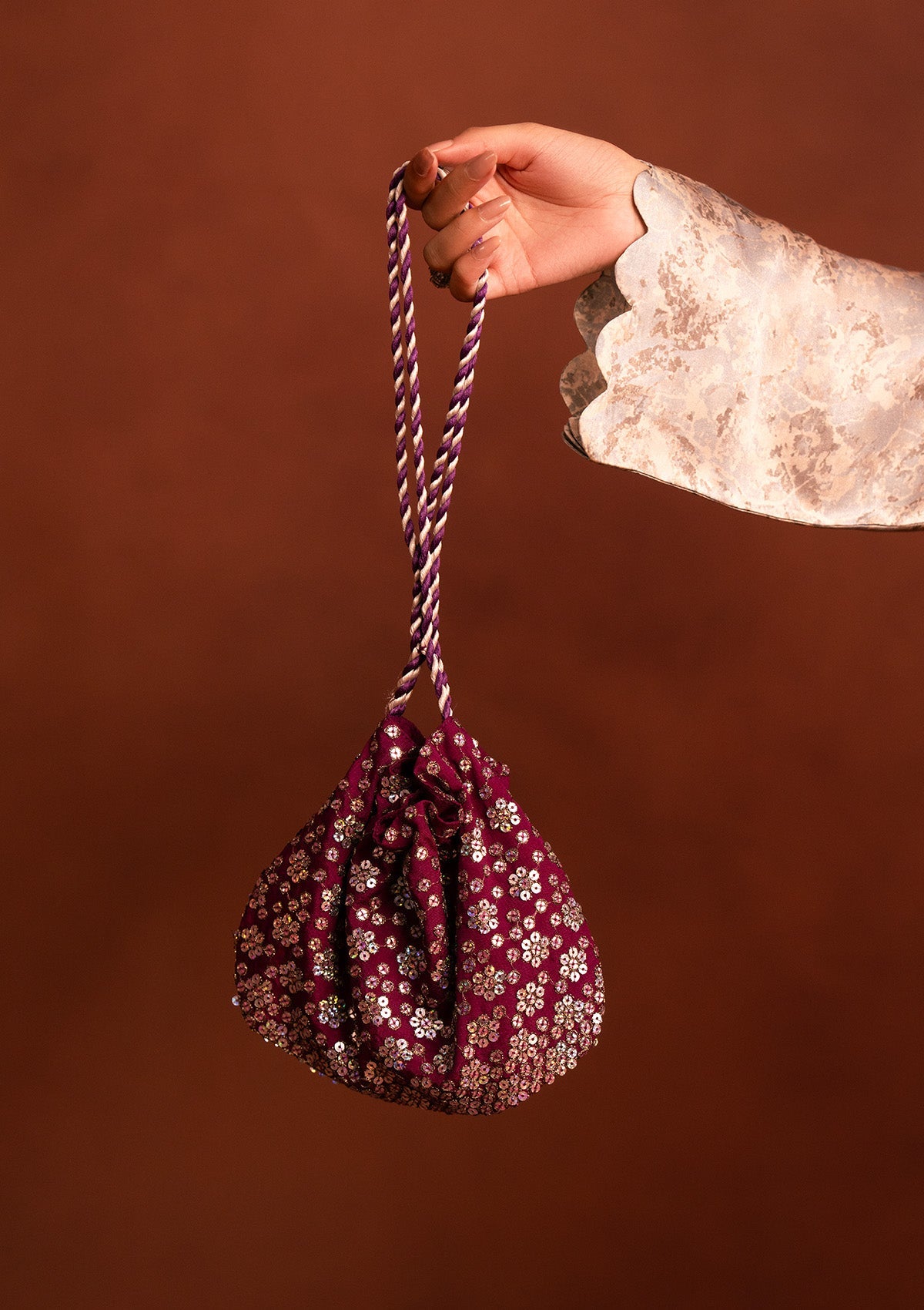 Aik Atelier - Potli - Magenta Sequin Mab25