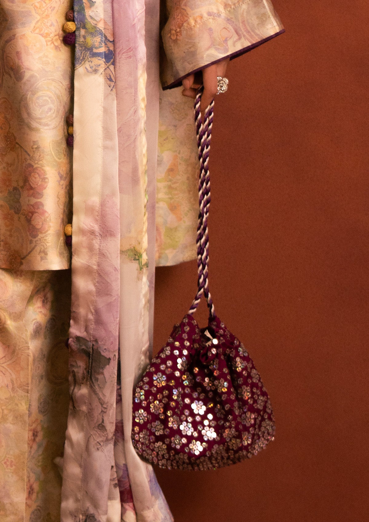 Aik Atelier - Potli - Magenta Sequin Mab25