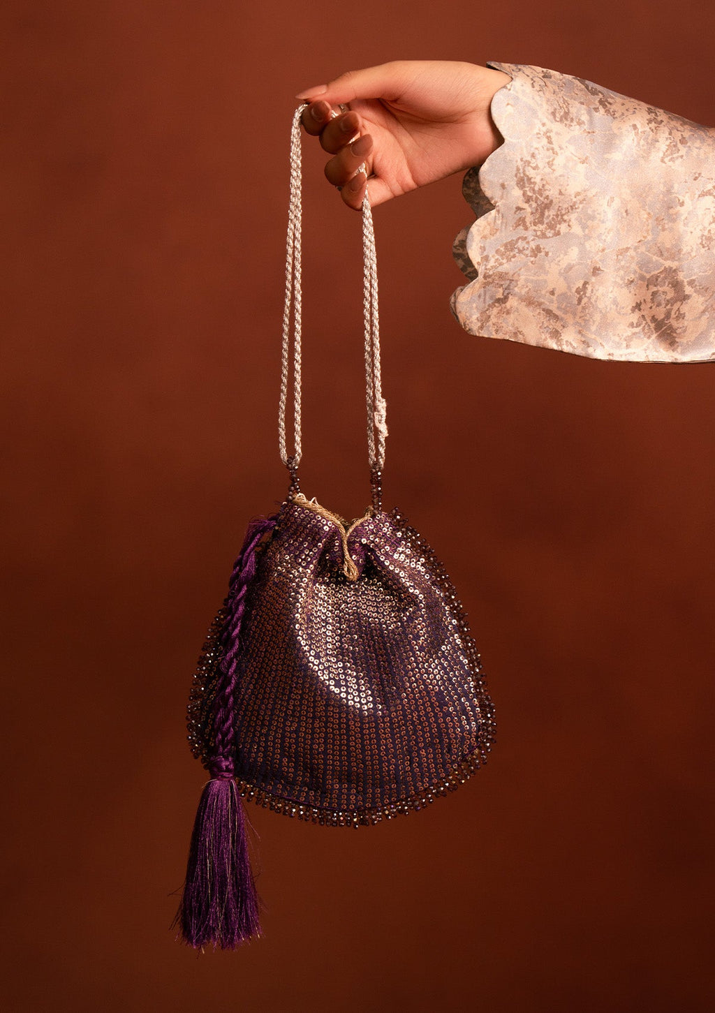 Aik Atelier - Potli - Purple Silk Mab25