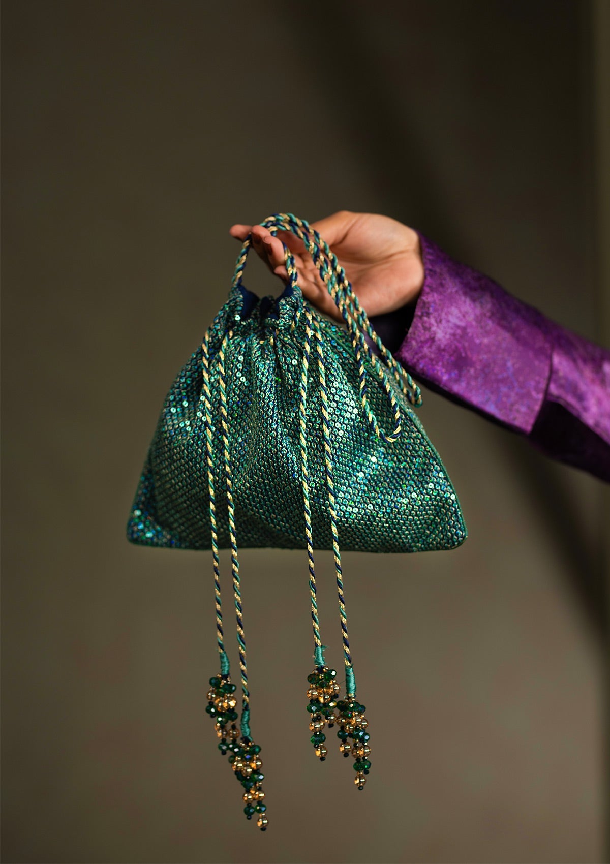 Aik Atelier - Potli - Teal Silk Maa25