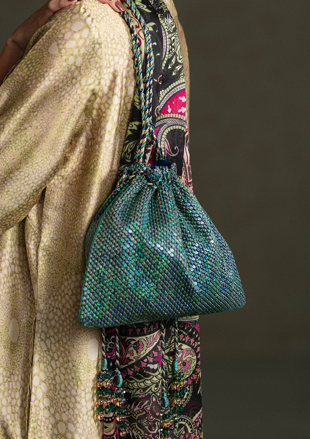 Aik Atelier - Potli - Teal Silk Maa25