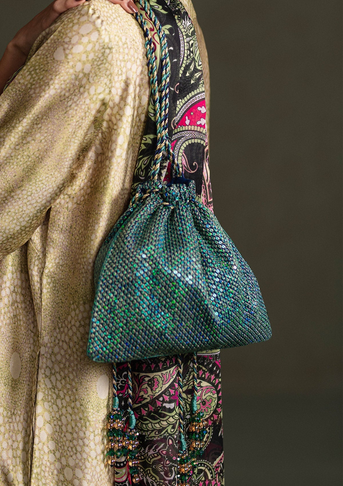 Aik Atelier - Potli - Teal Silk Maa25