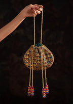 Aik Atelier - Potli - Teal Multi Silk Sea25