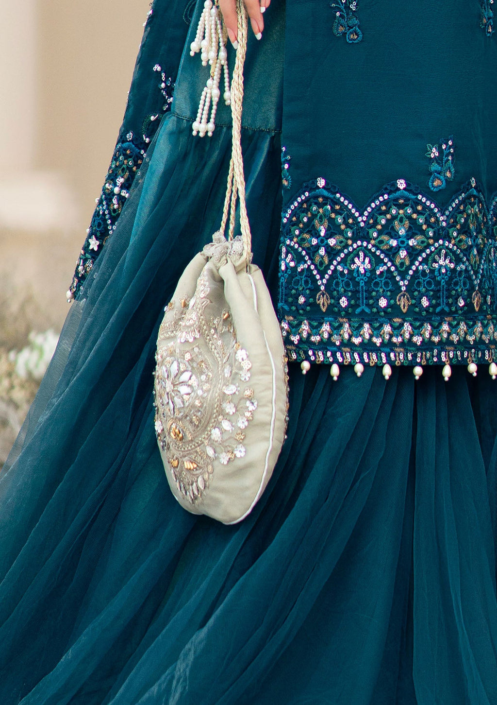 Aik Atelier - Potli - Grey Silk Wdb23