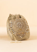 Aik Atelier - Potli - Grey Silk Wdb23