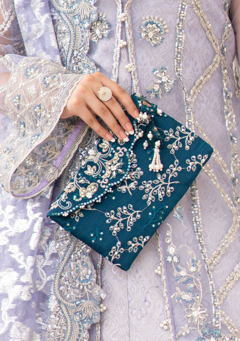 Aik Atelier - Clutch - Teal Silk Wdb23