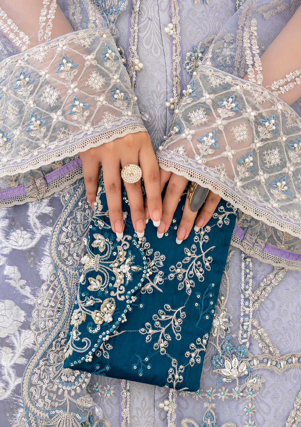 Aik Atelier - Clutch - Teal Silk Wdb23