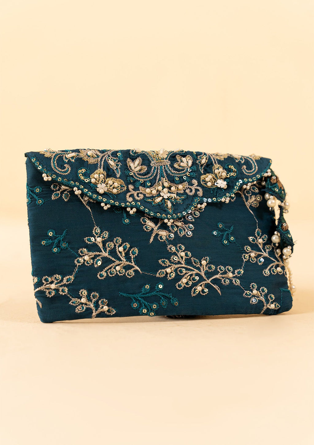 Aik Atelier - Clutch - Teal Silk Wdb23