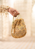Aik Atelier - Potli - Gold Tissue Wda24