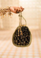 Aik Atelier - Potli - Black Silk Wda24