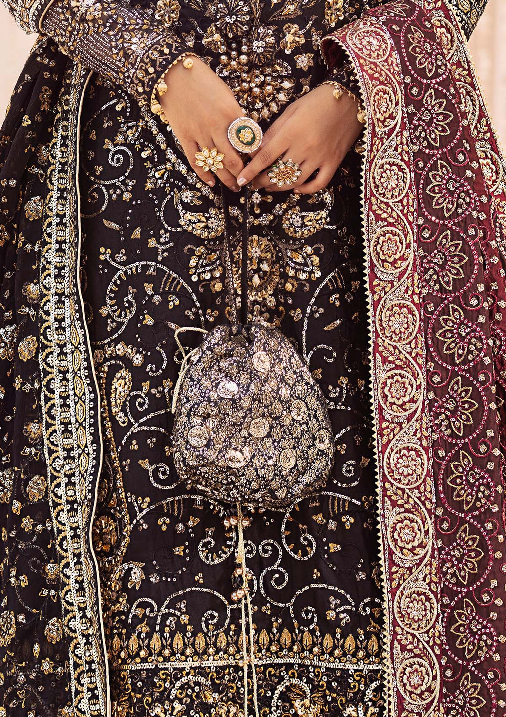 Aik Atelier - Potli - Black Jamawaar Wdb24