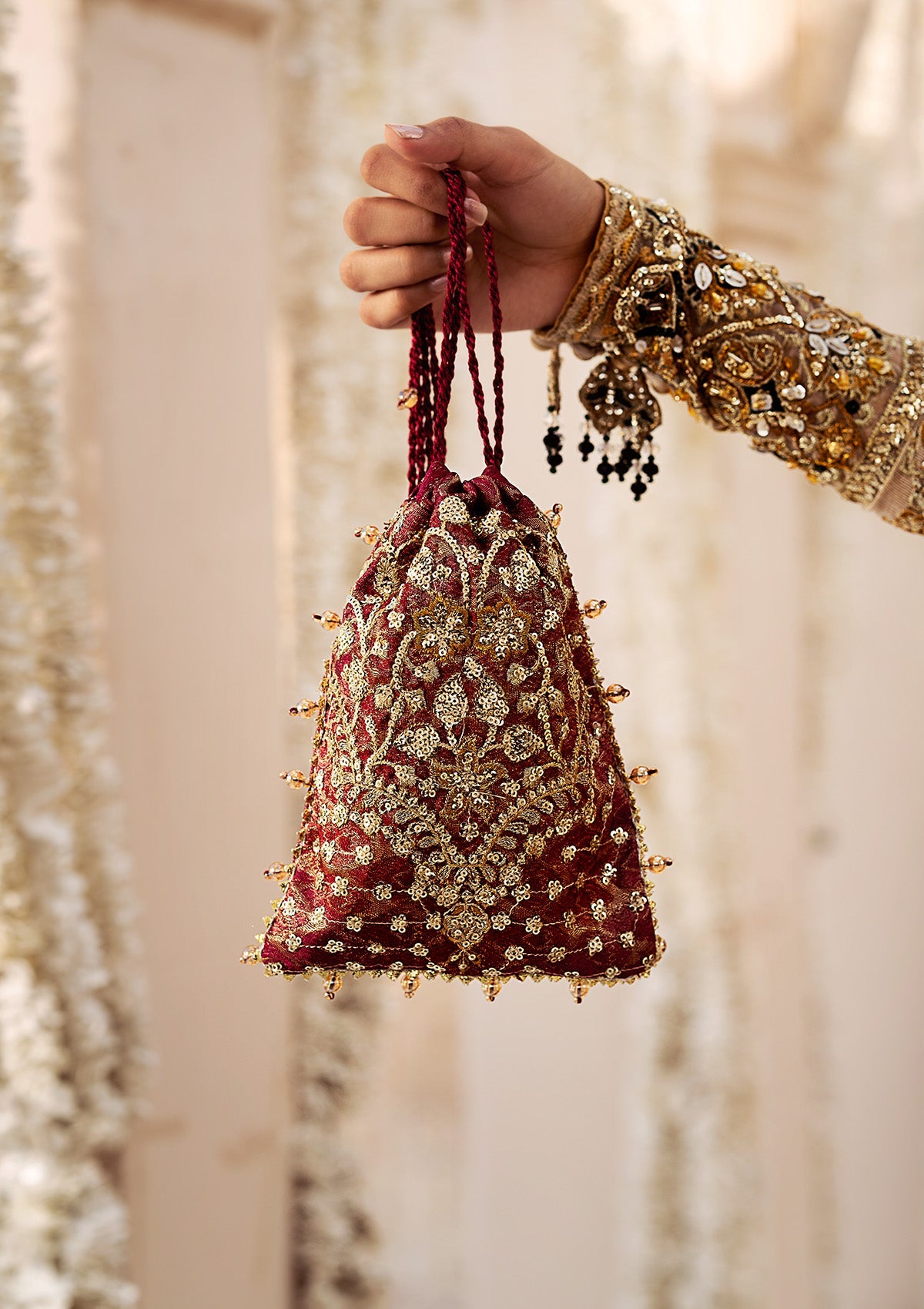 Aik Atelier - Potli - Maroon Jamawaar Wdb24