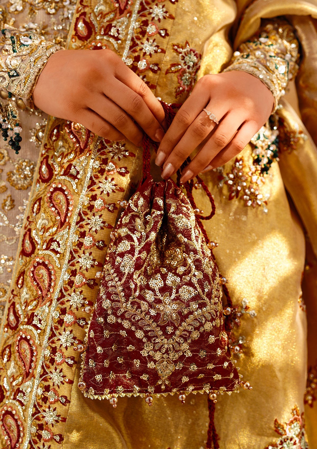 Aik Atelier - Potli - Maroon Jamawaar Wdb24