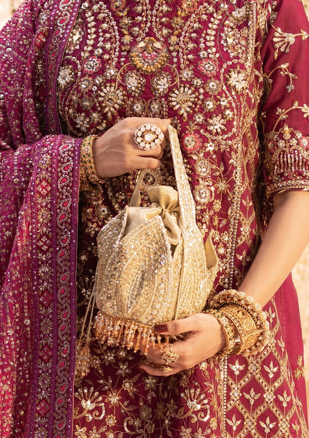 Aik Atelier - Potli - Gold Tissue Wda25