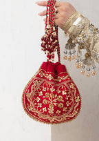 Aik Atelier - Potli - Red Silk Wdb25