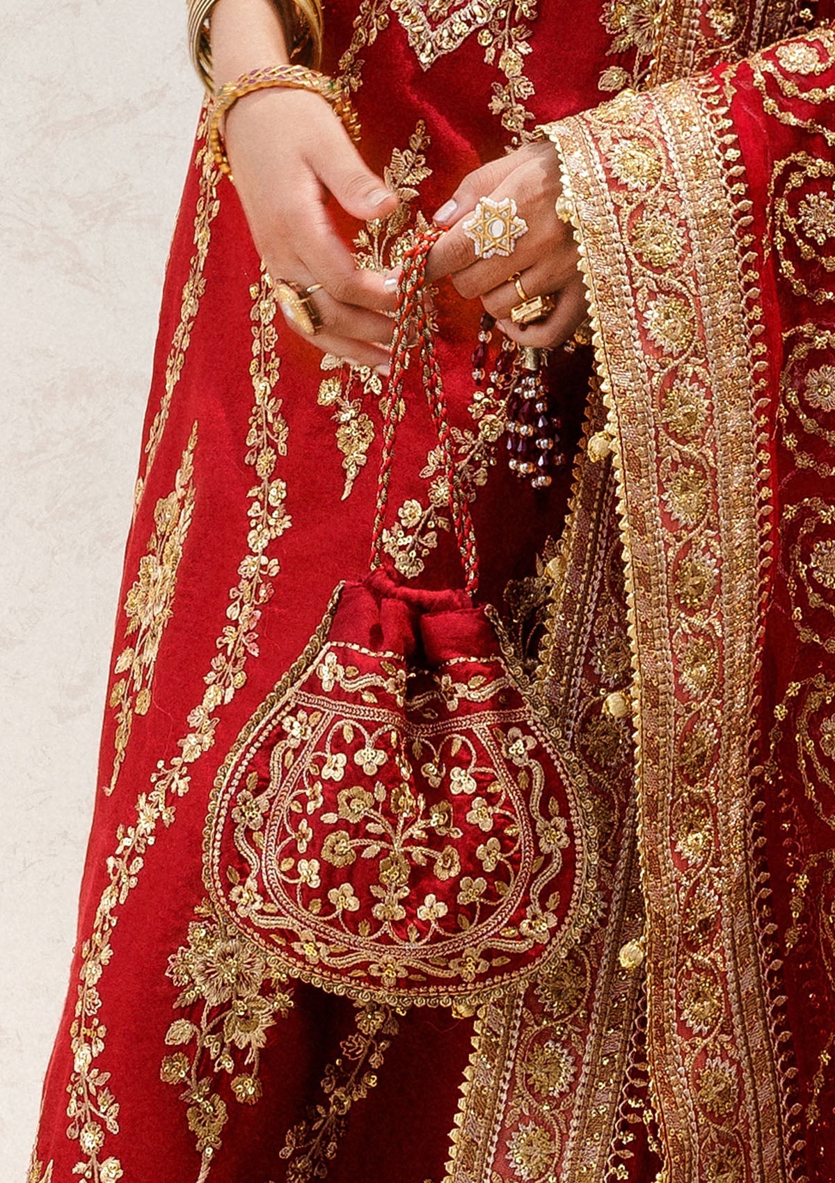 Aik Atelier - Potli - Red Silk Wdb25