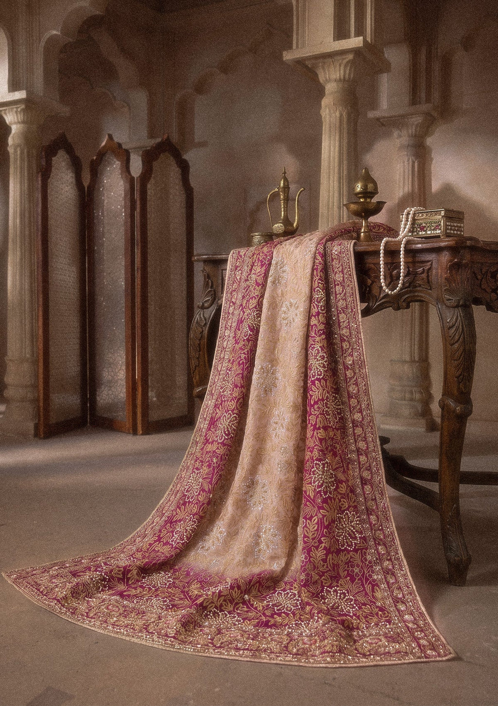 Aik Atelier - Shawl - Plum And Pink Medium Silk Wdb26